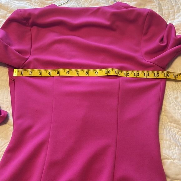Katie May Next Round Plunge Neck Long Sleeve Mini Crepe Dress Hot Pink Medium - Picture 10 of 13